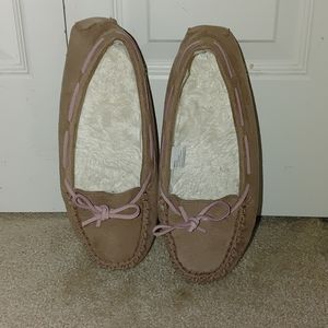 Tan moccasins